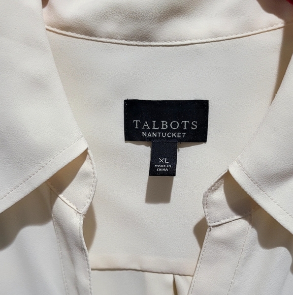 Talbots Nantucket Button Down Long Sleeve Cream Blouse XL - Picture 4 of 6